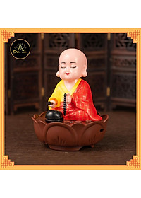 Tượng chú tiểu tụng kinh gõ mõ sạc pin type C có nhạc có đèn trang trí xe hơi, phong thủy, bàn làm việc đồ thờ cúng shop Diệu Tâm -chú tiểu có nhạc