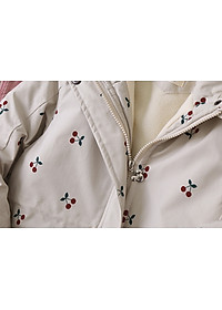 Áo khoác cho bé gái 4-14 tuổi hình quả chery bên trong lót lông ấm áp