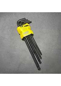 Bộ lục giác Kiotool 9 chi tiết đầu bi hệ Mét 1.5 -10 mm thép CRV cao cấp