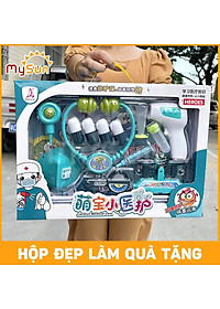Bộ đồ chơi bác sĩ khám bệnh cho trẻ em bé gái màu hồng, bé trai màu xanh nhập khẩu.