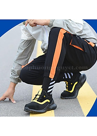 Giày bảo hộ lao động JB905 dáng thể thao siêu nhẹ màu vàng đen ,có mũi thép chống va đập, đế lót thép chống đâm xuyên