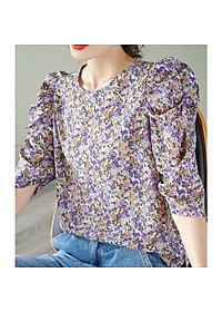 Áo kiểu nữ họa tiết hoa nhí tay phồng cổ tròn sang trọng - nhiều size và màu, form dáng chuẩn thích hợp mặc đi làm hoặc dự tiệc