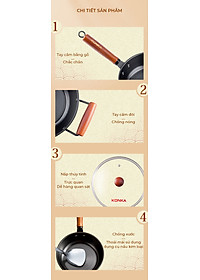 Bộ nồi chảo chống dính Konka Mẫu Mới thép tôi bóng, chống dính chống mài mòn-Hàng nhập khẩu