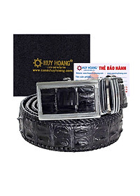 Thắt Lưng Nam Da Cá Sấu Đan Viền Huy Hoàng HT4216 (120 x 3.5 cm) - Đen