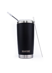 Ly Giữ Nhiệt Nắp Trượt Chống Tràn Rinfere - Tặng Kèm Ống Hút Không Gỉ, Dụng Cụ Vệ Sinh Ông Hút (590ml)