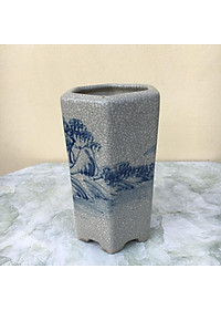 Chậu bonsai Lục giác ống mini men Rạn gốm Bát tràng 1 size BM-93