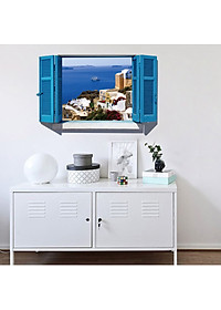 Decal dán tường nguyên miếng cửa sổ màu xanh  Địa Trung Hải SK9059A 