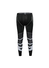 QUẦN GIỮ NHIỆT COMBAT PRO LEGGING PHỐI TRẮNG TẬP GYM NAM DÁNG DÀI MÀU ĐEN SQ518T