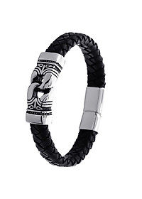 Stainless Steel Braided Leather Bracelet for Men Bangle Wrap  Clasp