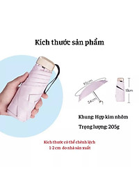 Dù Mini Gấp Gọn  UPF50+ 2 Lớp Chống UV Tia Cực Tím ( Ô Che Mưa Nắng Bỏ Túi Văn Phòng Kích Thước Siêu Nhỏ 18cm ) - Hàng Chính Hãng MINIIN