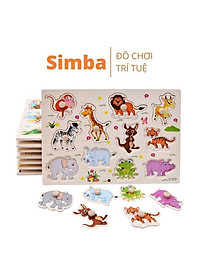 Bảng ghép hình núm gỗ cho bé đồ chơi nhiều chủ đề bảng núm gỗ phát triển trí tuệ