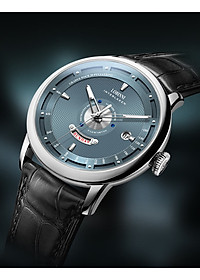 Đồng hồ nam chính hãng LOBINNI L18087-2 hàng mới fullbox hãng ,máy cơ kính sapphire chống nước đầy đủ,mặt tròn xanh dây da đen xịn