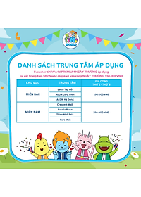 Vé cổng điện tử tiNiWorld PREMIUM NGÀY THƯỜNG áp dụng tại các trung tâm tiNiWorld có giá vé vào cổng 150.000 VNĐ