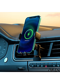 Giá Đỡ Điện Thoại Ô Tô Xe Hơi Cảm Ứng - Hỗ Trợ Sạc Không Dây Qi – Xoay Chuyển Góc Độ Ngang Dọc Kẹp Cánh Điều Hòa Hoặc Dùng Đế Hít Kèm Theo – Hàng Chính Hãng