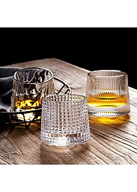 Bộ 6 Cốc Thuỷ Tinh, Ly Thuỷ Tinh Đế Lồi Xoay 360 Độ Cao Cấp Nhiều Họa Tiết Sang Trọng