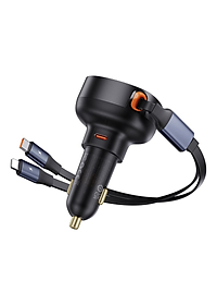 Tẩu sạc dùng trên ô tô tích hợp cáp Type C và iP Cable 60W Baseus Enjoyment Pro Car Charger - Hàng chính hãng
