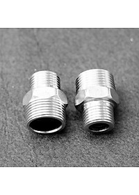 Combo 02 nối ren ngoài 27 – ren ngoài 21 Inox, nối 2 đầu ren ngoài 27-21 Inox, 2 ren ngoài 27-21 Inox