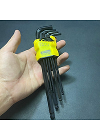 Bộ lục giác Kiotool 9 chi tiết đầu bi hệ Mét 1.5 -10 mm thép CRV cao cấp