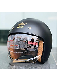 Nón bảo hiểm 3/4 ROYAL M139 có kính âm màu ĐEN NHÁM