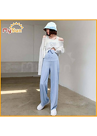 Quần tây dài lưng thun ống rộng đẹp cho bà bầu mặc đi làm công sở 4 mùa Đông Hè MySun