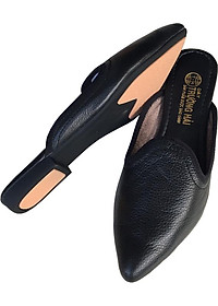 Dép bít mũi TRƯỜNG HẢI da bò thật mềm mại không bong tróc đế cao su chồng mòn êm ái BMN0361