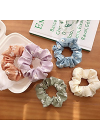 Dây buộc tóc Scrunchies hoa nổi dễ thương HD84