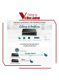 Switch Gigabit 5 Cổng TP-Link LS105GP với 4 Cổng PoE+ Công Suất Tối Đa 65W Vỏ Kim Loại - Hàng chính hãng