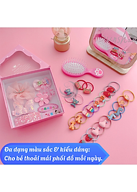 Túi Hộp Kéo 28 Chi Tiết Kẹp Tóc Dây Cột Tóc Làm Quà Tặng Dễ Thương Phụ Kiện Tóc Cho Nữ Và Bé Gái