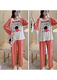 Đồ bộ mặc nhà tay dài quần dài kèm túi rút hàng đẹp C032