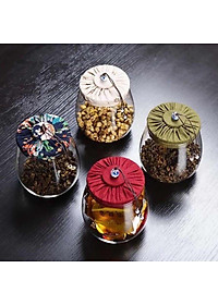 BÌNH HŨ ĐỰNG TRÀ THỦY TINH CRYSTAN NẮP BỌC VẢI NHIỀU MÀU 800ml ( GIAO NGẪU NHIÊN ) - ANTH444