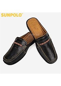 Giày Sapo Nam Da Bò Bít Mũi Cao Cấp SUNPOLO SPO002 (Đen)