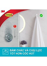 Móc dán tường chống thấm nước Command 3M vỉ 2 cái cỡ vừa chịu lực 1.3kg - Độ bền cao, bám cực chắc, tháo cực dễ 17001B