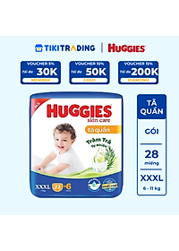 Tã/bỉm quần HUGGIES SKINCARE gói JUMBO size XXXL 22+6 miếng