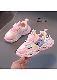 Giày thể thao bé gái có đèn LED phát sáng họa tiết Elsa thiên thần xinh xắn và dễ thương 1 2 3 4 5 tuổi phong cách GH45