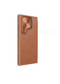 Bao da chống sốc cho Samsung Galaxy S24 Ultra, S24 Plus, S24 trang bị nắp bảo vệ Camera hiệu Nillkin Qin Pro (ngăn đựng thẻ ATM Name Card, chất liệu da cao cấp, thiết kế thời trang cá tính) - Hàng nhập khẩu