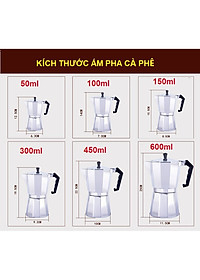 Bình pha cà phê kiểu Ý- Ấm pha cà phê chất liệu nhôm cao cấp -Hàng chính hãng Henrysa