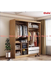 [Kèm Ảnh Thực Tế - Miễn phí vận chuyển & Lắp đặt] TỦ QUẦN ÁO GỖ CÔNG NGHIỆP 2 CÁNH LÙA KIỂU VINTAGE OHAHA - VI001