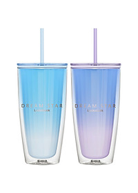 Ly nhựa 2 lớp LocknLock kèm ống hút Dream star Double wall cold cup 750ml HAP522