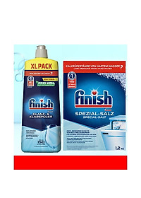 Combo Muối rửa bát finish 1.5kg + Nước làm bóng finish 750ml dùng cho Máy rửa bát chén ly