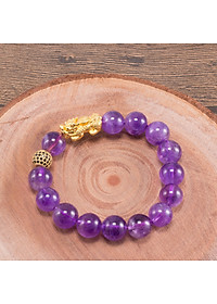 Vòng Tay Nam Đá Thiên Nhiên Phối Charm Tỳ Hưu Bạc Mạ Vàng 24K 12mm - Ngọc Quý Gemstơnes