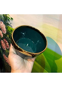 Bộ 6 Bát Sứ Màu Xanh-Trắng Viền Mạ Vàng Cao Cấp- Tặng Kèm Đũa Phong Cách Nhật- Hàng Chính Hãng MINIIN