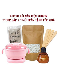 Combo Nồi nấu sáp wax nóng silicon kèm mỡ trăn và 100gr sáp cao cấp