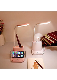 Đèn Học , Đèn Đọc Sách Để Bàn Chống Cận Có Ống Đựng Bút , Giá Đỡ Điện Thoại , Cổng Sạc Usb - Hàng Chính Hãng 