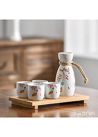 Bộ bình rượu gốm sứ Sakura phong cách Nhật Bản Cổ Điển, Bộ bình rượu Sake cao cấp