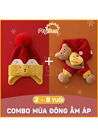 Set mũ nón khăn len trùm đầu cho bé trai - gái 1 2 3 4 5 6 7 8 tuổi mùa đông đẹp MySun