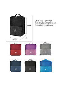 Túi Đựng Giày Dép Du Lịch KUNBE 3 Ngăn, Chất Liệu Chống Thấm Nước, Túi Để Giày Thể Thao Đa Năng Có Móc Gài Tay Kéo Vali Tiện Lợi - Hàng Loại 1 Dày Dặn