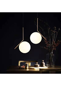Đèn thả trần trang trí cao cấp hiện đại hình cầu trang nhã mạ Crom đẹp mắt MOON LAMP - đã bao gồm bóng LED