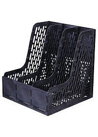 Giá tài liệu 3 ngăn đứng Deli - Nhựa PP - Ghi xám / Đen - E9845
