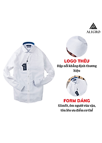 Áo sơ mi nam dài tay ALIGRO chất liệu cotton cổ bẻ dáng ôm body trắng phối cổ ALGS191
