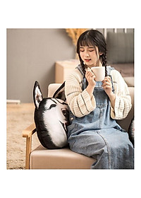 Gối ôm gấu bông chó Husky mặt ngáo - Thú Nhồi Bông - Đồ chơi sang trọng